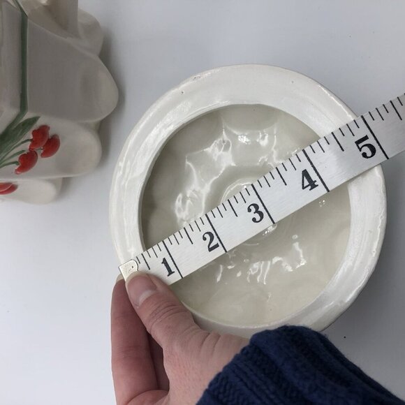 Vintage Westmoreland Hand Painted Cherry Thumbprint Panel Cookie Jar With Lid - Picture 11 of 13